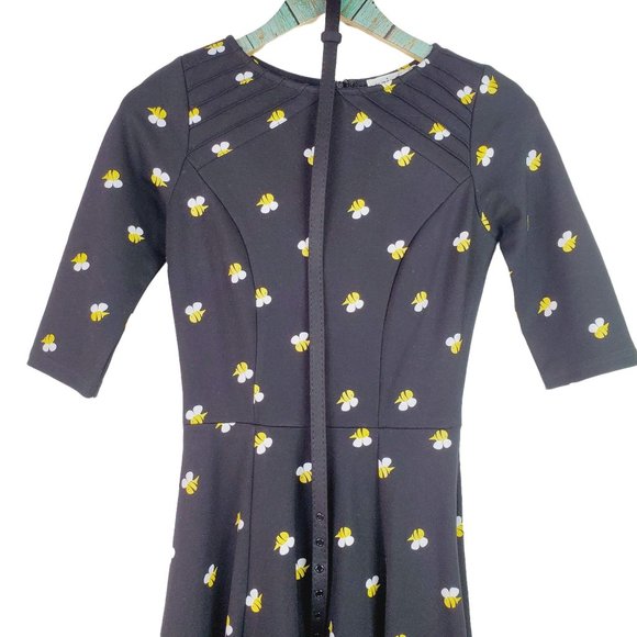 Unique Vintage All Over Bumble Bee Print Dress, Sz S/4 - Picture 3 of 11
